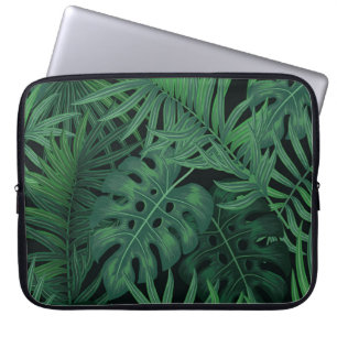 Tropiska nattens Grönt: Exotic Plant Mönster Laptop Fodral