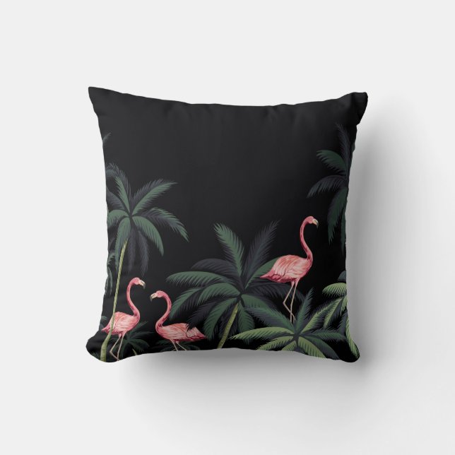 Tropiska nattens vintage vild flamingo, handflatan kudde (Framsida)