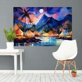 Tropiska nätter 2 XL-konst med vattenfärg Canvastryck