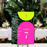 Tropiska Neon Arches Handflatan Träd Monogram Bröl Bordsnummer<br><div class="desc">Neon gult och rosa riktas mot mörk handflatan löv med monogram på svarta och vita konturteckningar handflatan löv och handflatan träd teckning  på vardera sidan</div>