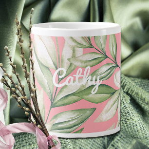 Tropiska öarnas Rosa, Blommigt, Grönt Jumbo Mugg