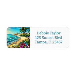 Tropiska Ocean Aloha Vacation Returadress Etikett
