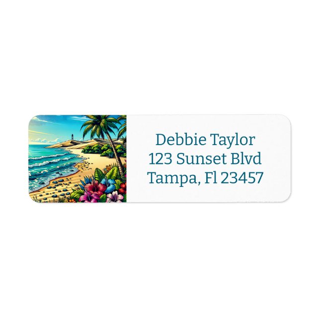 Tropiska Ocean Aloha Vacation Returadress Etikett (Framsidan)