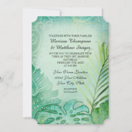 Tropiska Ocean Beach Elephants Ear Löv Handflatan  Inbjudningar