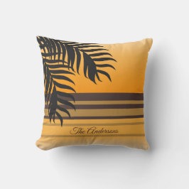 Tropiska Ocean Orange Sunset Family Namn Kudde