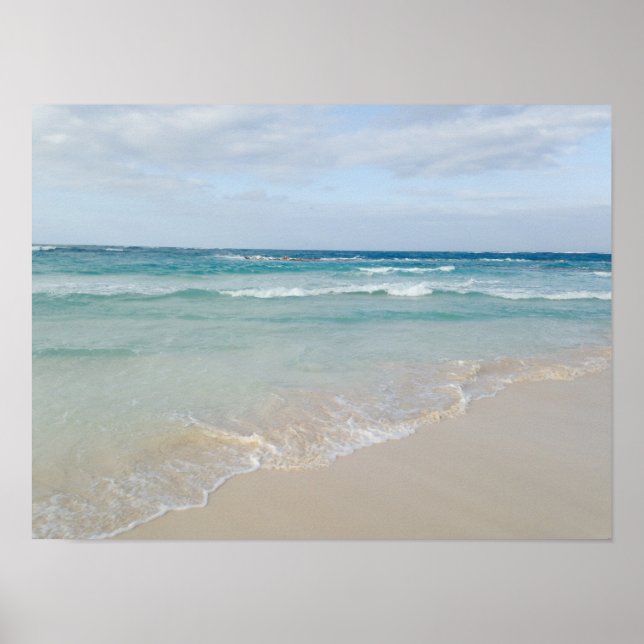 Tropiska Oceanen Vågar och Sandy Beach Poster (Framsidan)