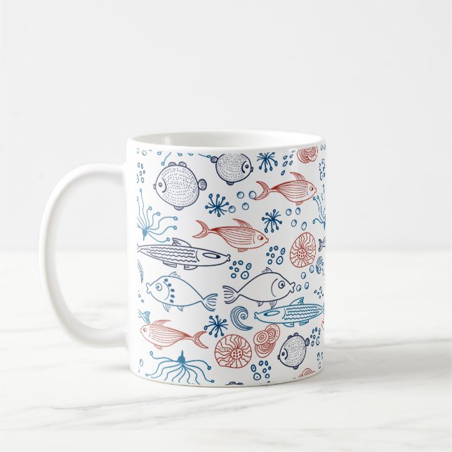 Tropiska oceanens Roligt Fiske under vatten Kaffemugg (Vänster)