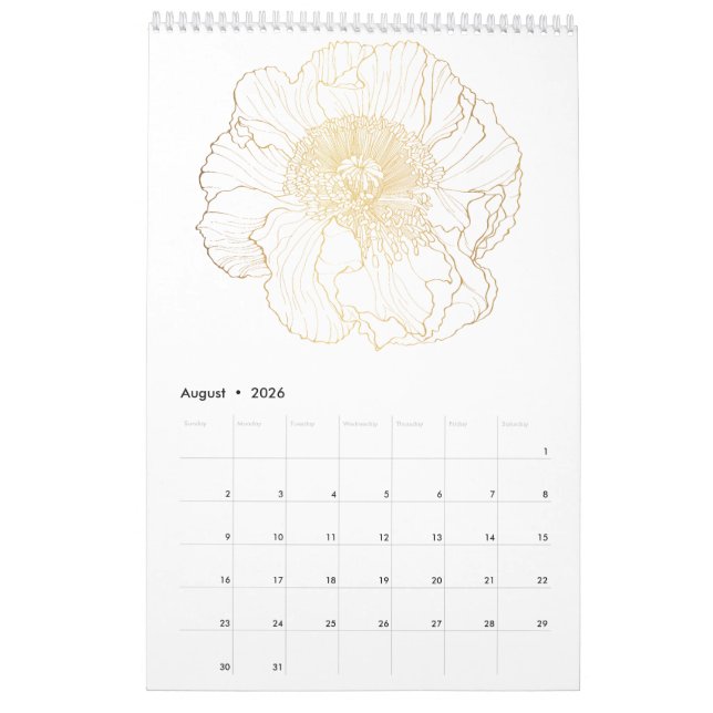 Tropiska och trädgårdsodlade blommigtens guldlinor kalender (Aug 2026)