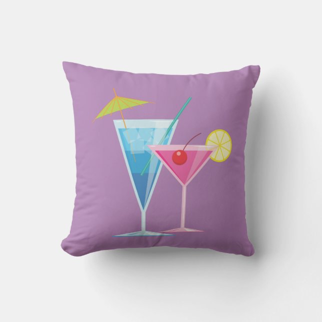 Tropiska ocktails Pillow på Lila - Utomhus Utomhuskudde (Framsida)