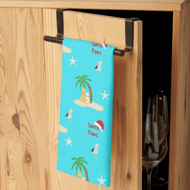 Tropiska  Öhundar Jul Kökshandduk (Thirds Fold)