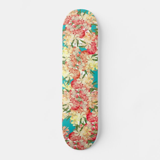 Tropiska Oleander Blommor Ö Skateboard (Framsida)