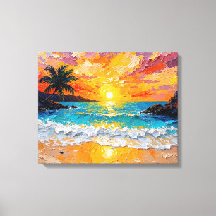 Tropiska ön Beach Wrapped Canvas Kustnos