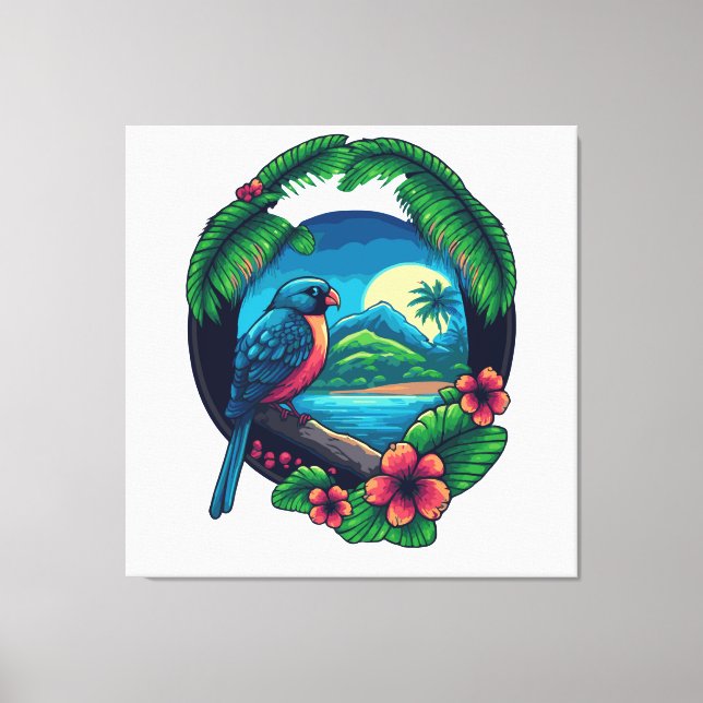 Tropiska ön Handflatan Beach Travel Retro Canvas (Framsida)