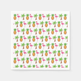 Tropiska ön Handflatan Träd Pineapple Rosa Flaming Pappersservett