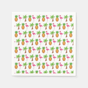 Tropiska ön Handflatan Träd Pineapple Rosa Flaming Pappersservett