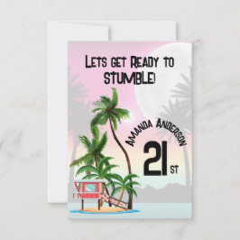 Tropiska ön Handflatan Träd Sunset Tack Kort