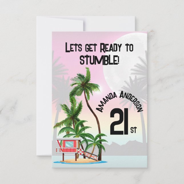 Tropiska ön Handflatan Träd Sunset Tack Kort (Framsida)