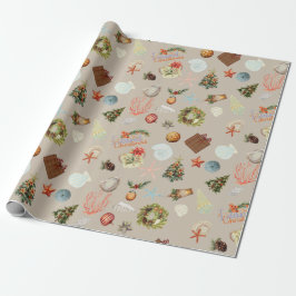 Tropiska ön Jul Vattenfärg Presentpapper