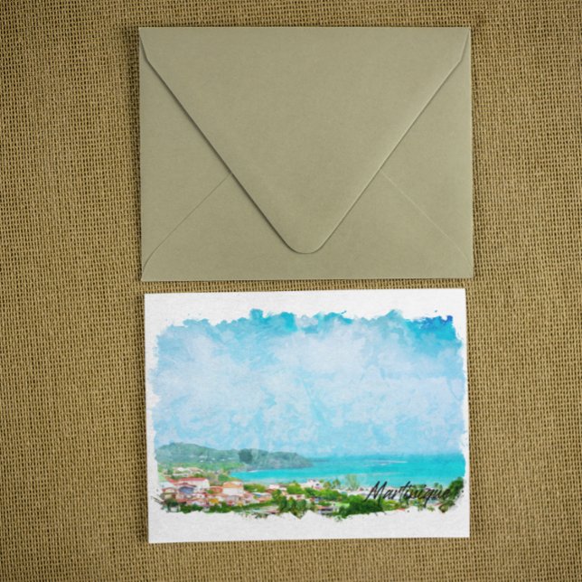 Tropiska ön Martinique Västindien Vykort (martinique panorama view travel postcard)