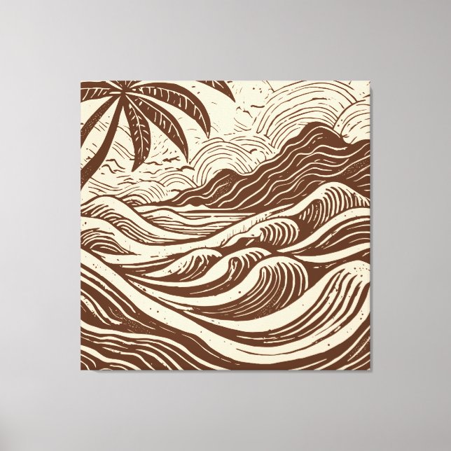 Tropiska ön på havsträdets avtryck stil canvastryck (Framsida)