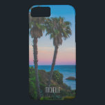 Tropiska ön Paradise Sunset Personlig Namn<br><div class="desc">Denna konstruktion har en tropisk ö med handflatan träd och ett lugn hav med sol och en redigerbar personlig namn skriven i populär modern typografi. Anpassa genom att redigera texten i textrutan eller ta bort utan text. #tropiskt #sunset #strand #Haven #personlig #fonecase #present</div>