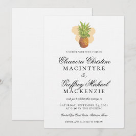 Tropiska ön Pineapple Watercolor Bröllop Inbjudningar