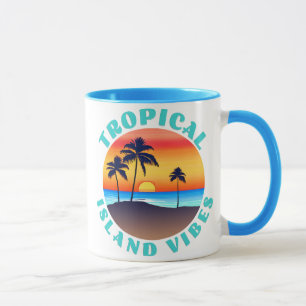Tropiska ön Vibes, Sunset med Handflatan Träd Mugg