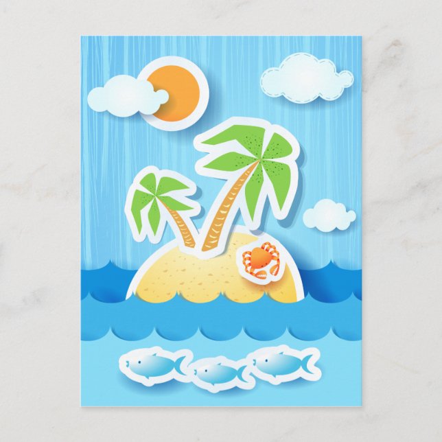 Tropiska ön, vykort (Framsida)