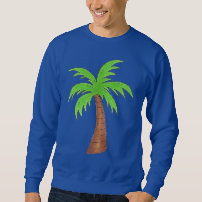 Tropiska öns Grönt Handflatan Träd Sweatshirt (Framsida)