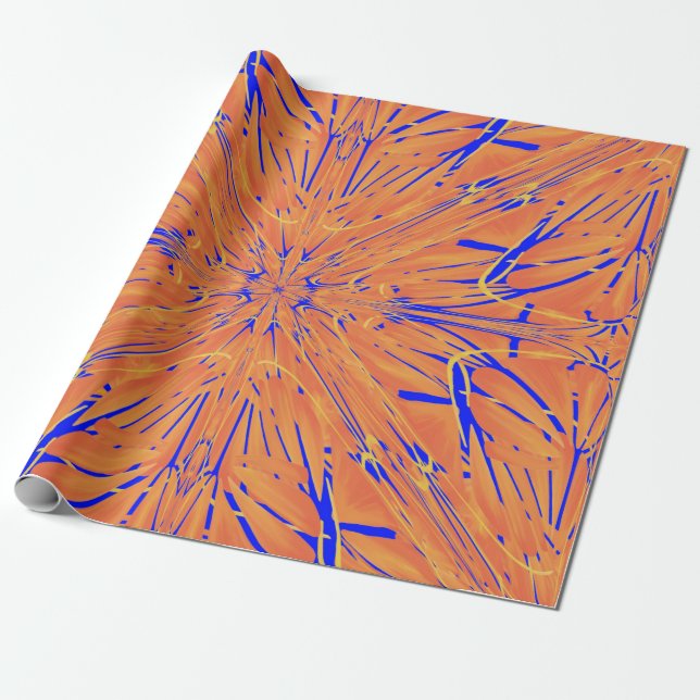 Tropiska Orangar av royal Blue och Citrus Art Desi Presentpapper (Utrullad)