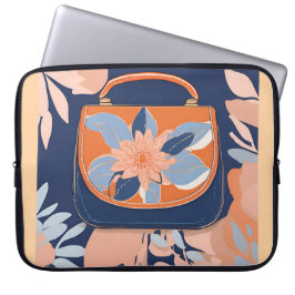 Tropiska Orangen Blue AI art Laptop Fodral