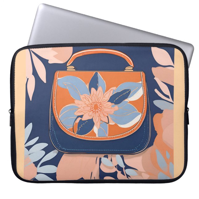 Tropiska Orangen Blue AI art Laptop Fodral (Framsidan)