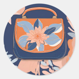 Tropiska Orangen Blue AI art Runt Klistermärke