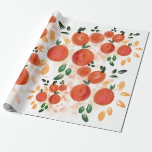 Tropiska Orangen och Löv Mönster Presentpapper