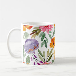Tropiska Orangens Gult Rosa Lilac Blommönster Kaffemugg