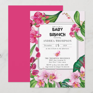 Tropiska orchider Rosa Blommigt Baby Shower Inbjudningar