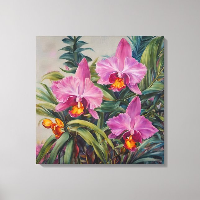 Tropiska Orchids - utskrift av Canvas Art (Framsida)