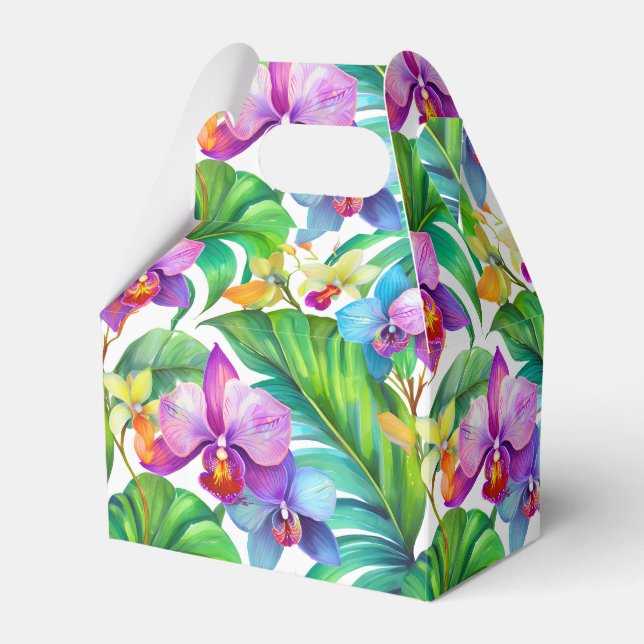 Tropiska orkidéboxar i mönster presentaskar (Framsidan Sidan)