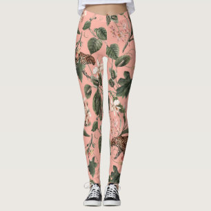 Tropiska orkidéer, fjärilar: exotisk vattenfärg. leggings