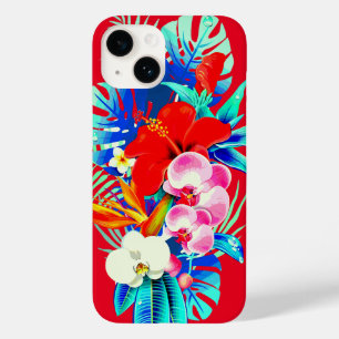 Tropiska orkidéer handflatan löv Hawaiianska blomm