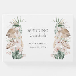 Tropiska orkidéet Monstera Bröllop Guest Bok