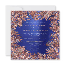 Tropiska ormboksblad inramad rose gold koppar blå