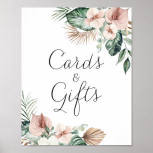 Tropiska Palm Blommig Bröllopskort Och Gåvor Poster