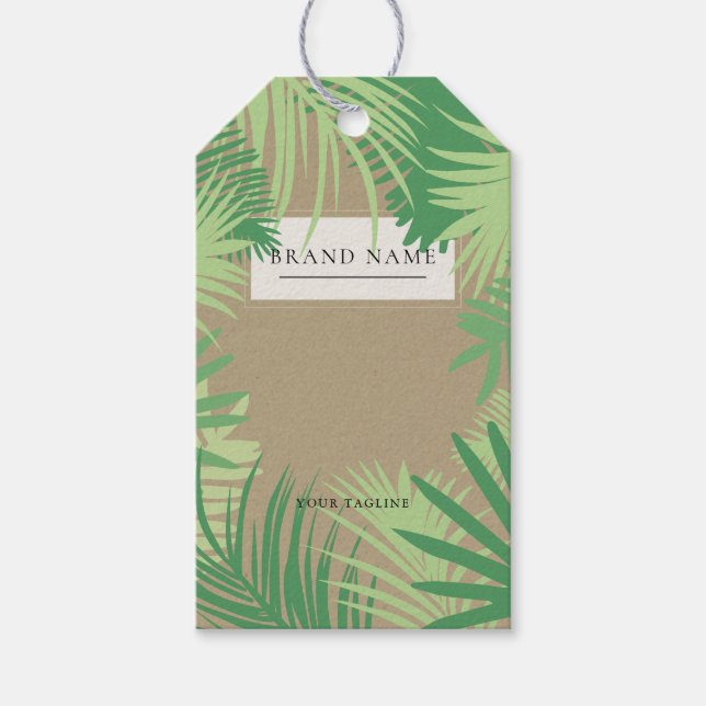 Tropiska Palm Logo Anpassade Hängande Märken Med S Presentetikett (Framsidan)