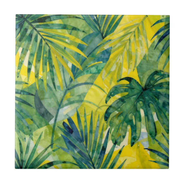 Tropiska palm Monstera djungelblad Kakelplatta (Framsidan)
