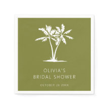 Tropiska palm- och strandbröllopsduschservetter