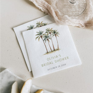 Tropiska palm- och strandbröllopsduschservetter pappersservett