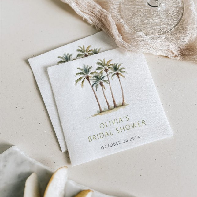 Tropiska palm- och strandbröllopsduschservetter pappersservett (Skapare uppladdad)