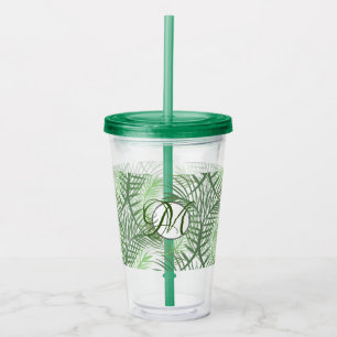Tropiska palmblad Monogram Anpassad Take Away Mugg