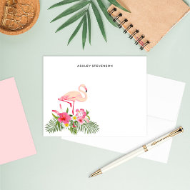 Tropiska palmblad Rosa flamingo Anpassat namn Anteckningskort